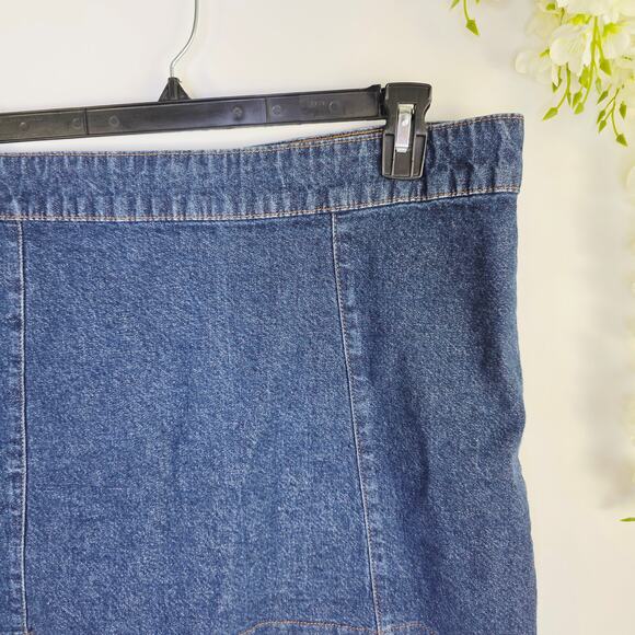 VINTAGE Old Navy Denim Mini Skirt Size 16 Blue Stretch Classic Y2K Casual 90s - Picture 6 of 12